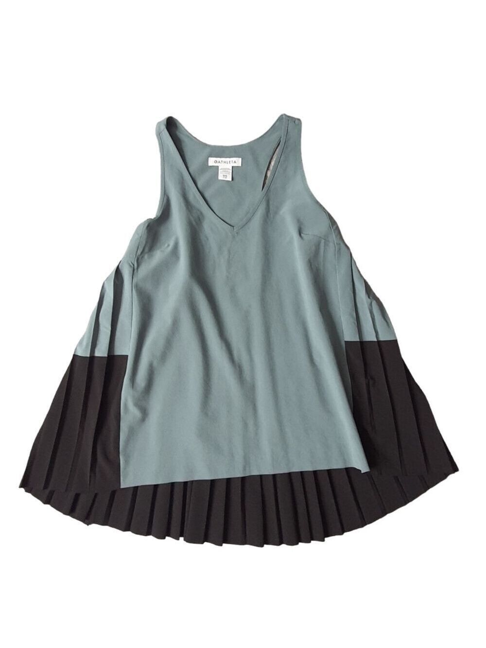 Athleta Swing Forward Pleated Tank Womens XXS Sea Blue/Green Black